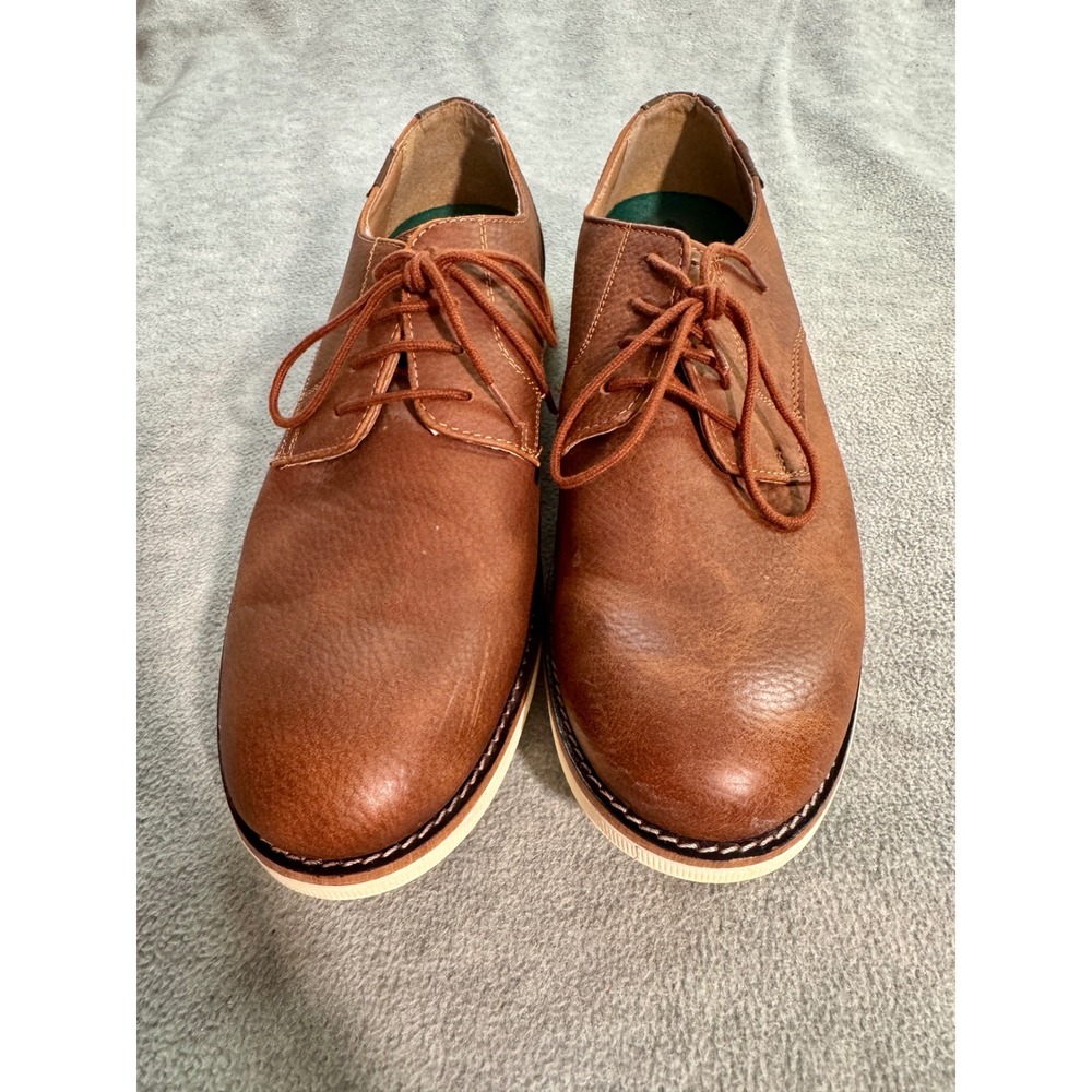 Bass Mens Tan Brown Leather Derby Shoes Lace Up Oxford Business Casual Size 11